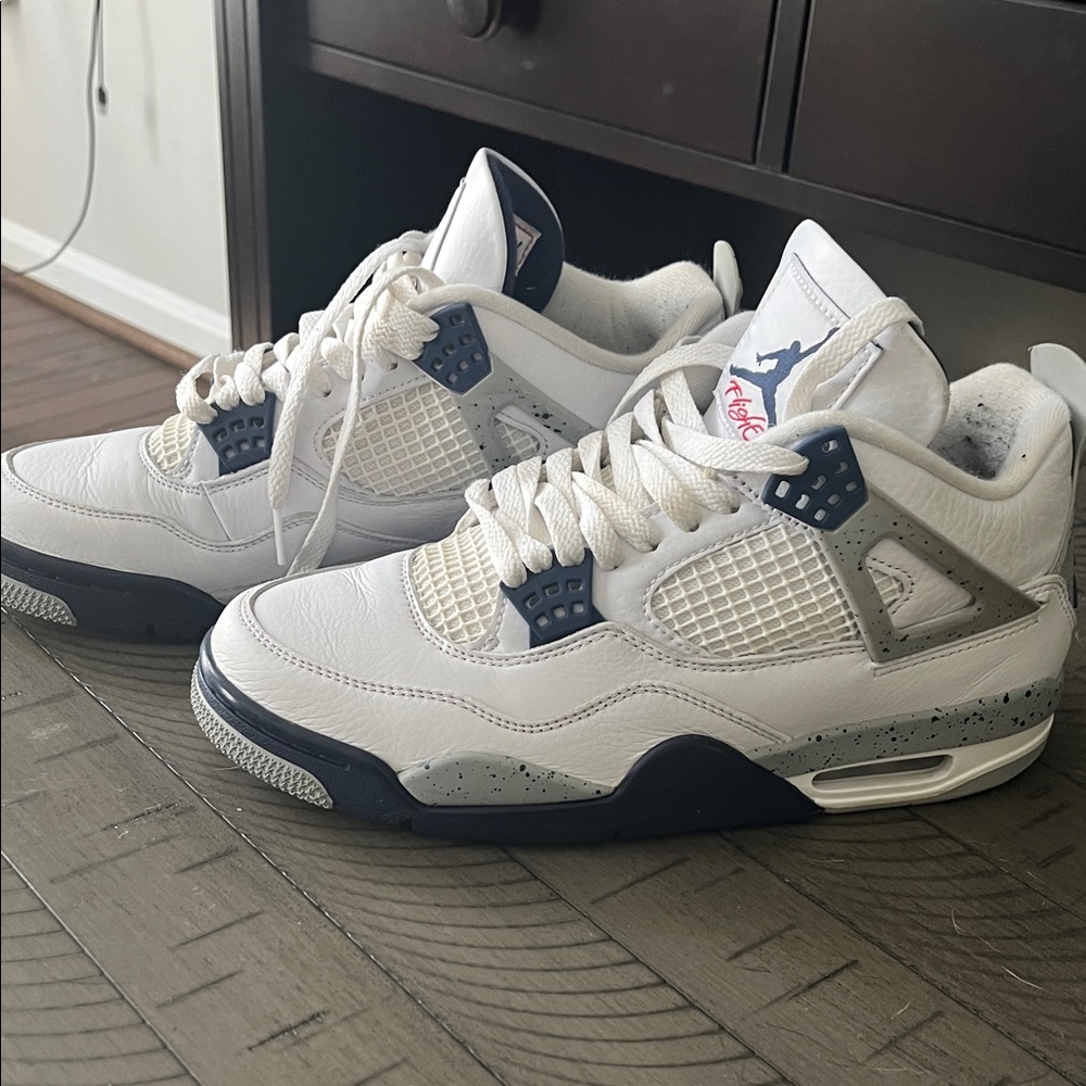 Jordan White and Blue Retro Sneakers